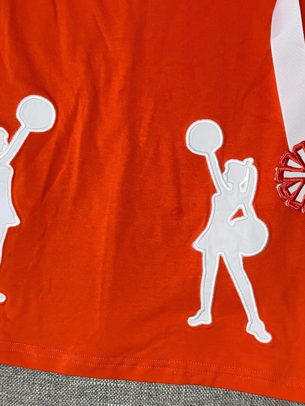 Girls Orange Pom Pom Ribbon A-Line Dress